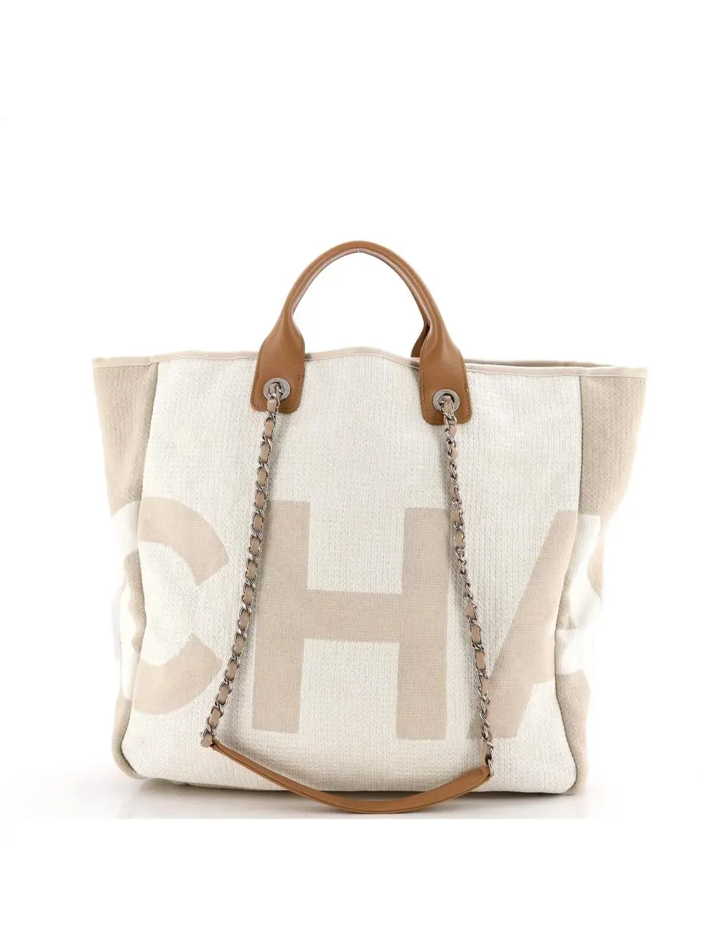 Chanel Deauville Logo Shopping Tote #322612C35B